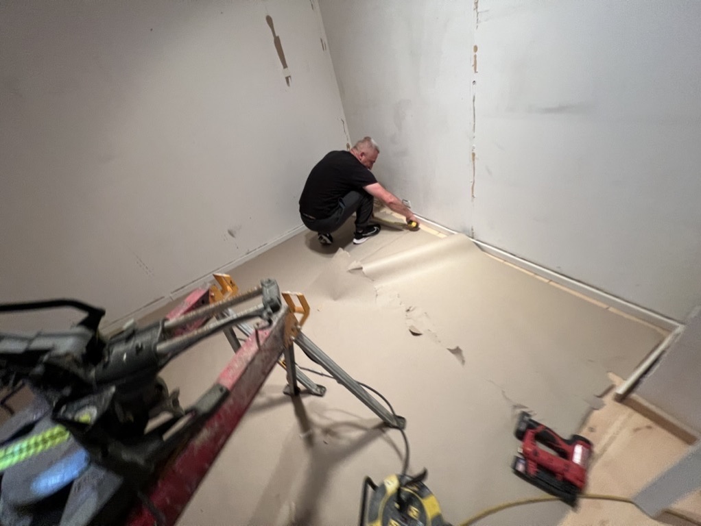 Related views of baseboard installation work