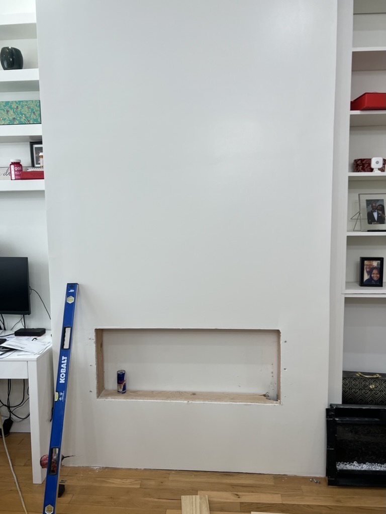Related views of a custom built-in surround in progress