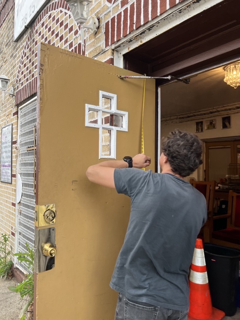 Related views of an entry door restoration project