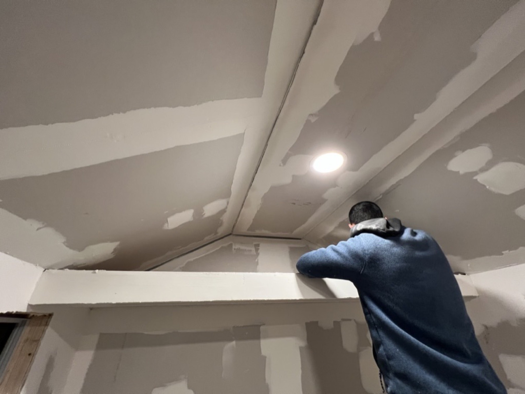 Drywall patch and finish preparation — Drywall repair project photo