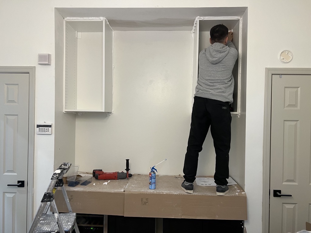 Related views of built-in cabinet installation