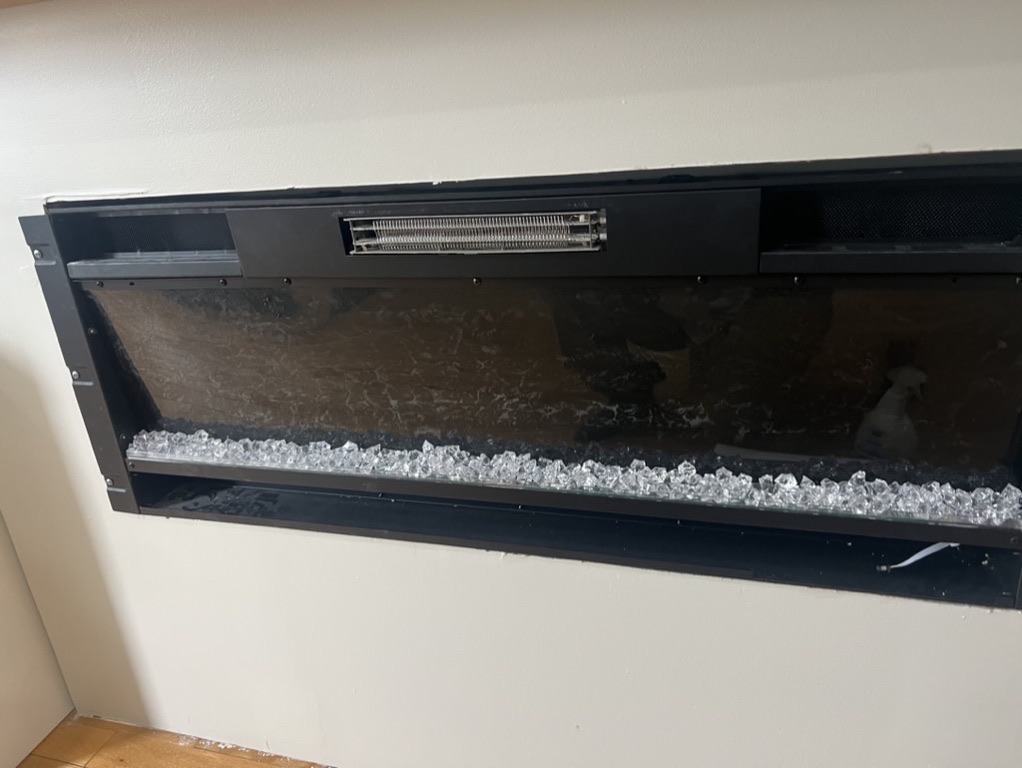 Related views of a fireplace surround project