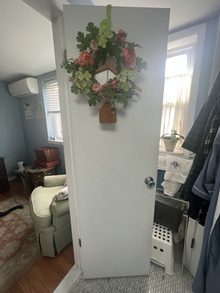 Related views of an interior door and surrounding trim