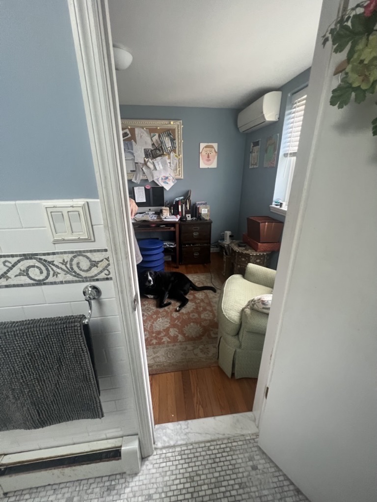 Related views of an interior door and surrounding trim